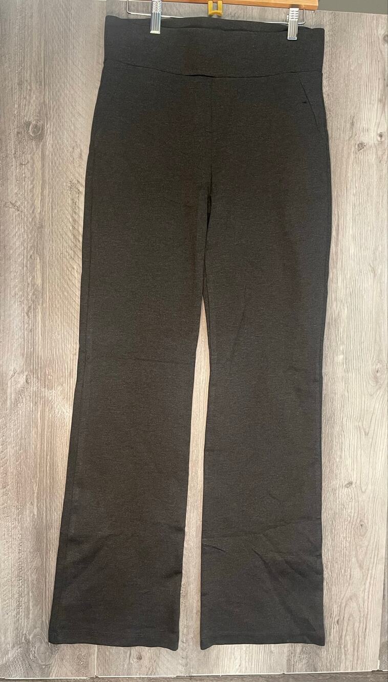 TAPATA Womens M 34 Inseam Charcoal Gray Bootcut Dress Pants Stretch Pull On Tall